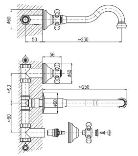 Смеситель для раковины Rav Slezak Morava retro MK531 Хром